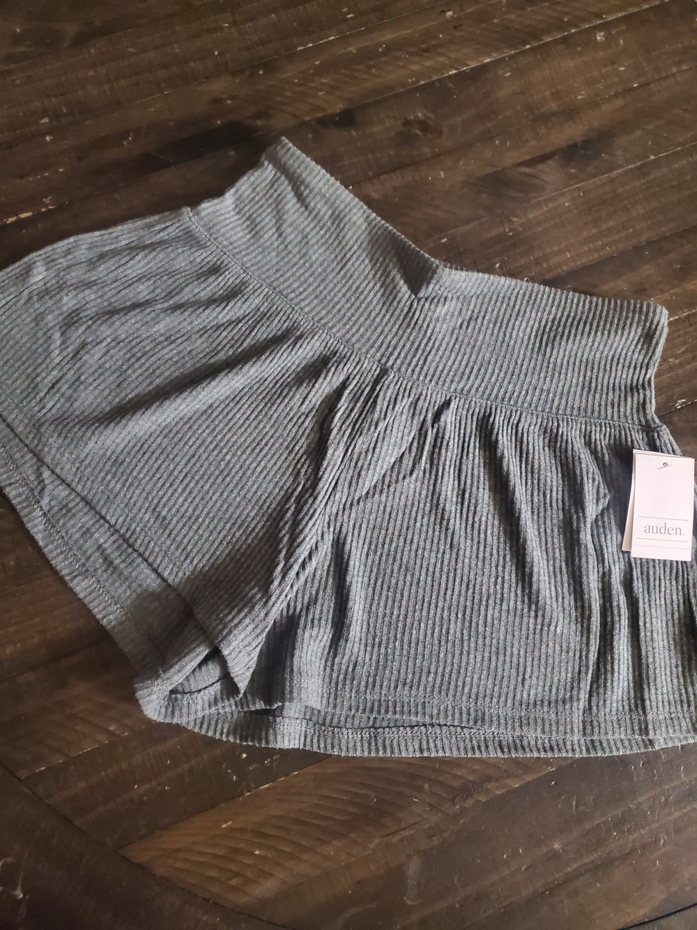 Auden Ribbed Gray Lounge Skirt-Style Shorts